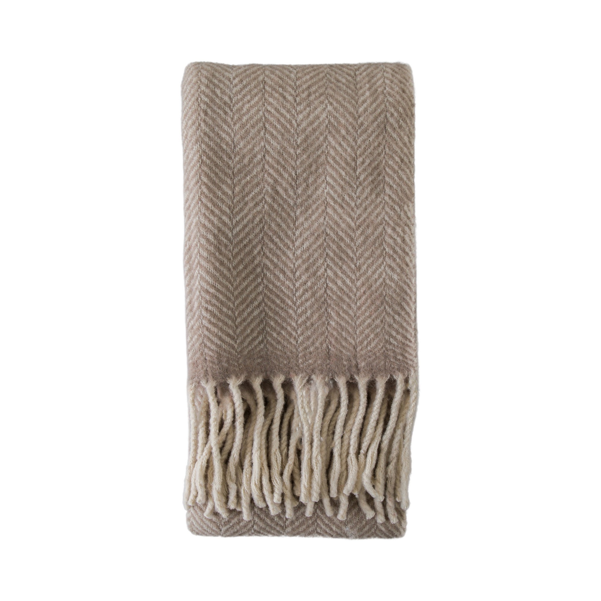 Herringbone Wool Kilburn Scott Throw In Taupe Brown